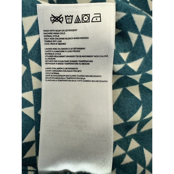 Roxy Skater Dress Size L Junior Turquoise White Geometric Print Peach Accent - Picture 9 of 9